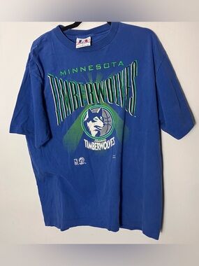 Vintage 90s Minnesota Timberwolves Tee Shirt Logo Athletic Large
